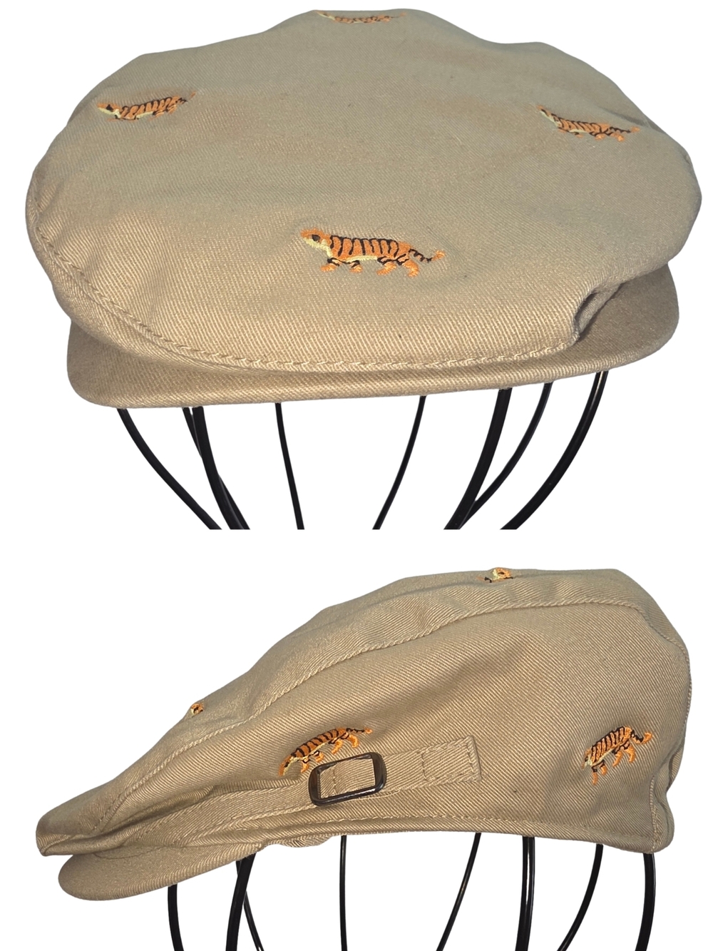 Janie & Jack Beige Embroidered Tiger Newsboy Cap 3512-AJ